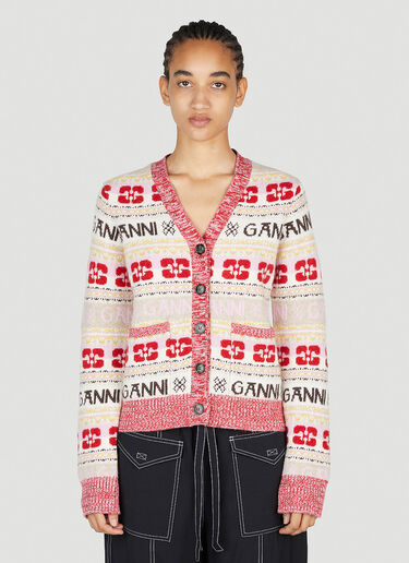 GANNI 嵌花徽标针织开衫 红色 gan0253079