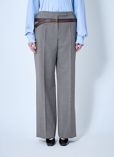 Prada Technical Wool Pants With Printed Belt Black pra0260065