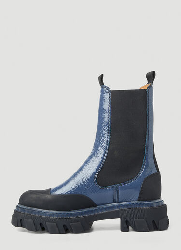 GANNI Mid Calf Chelsea Boots Blue gan0251098