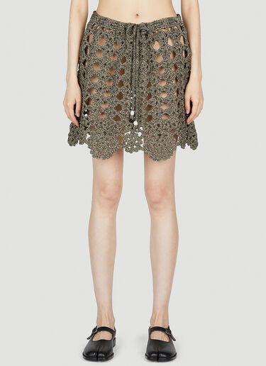 GANNI Crochet Mini Skirt Brown gan0253093