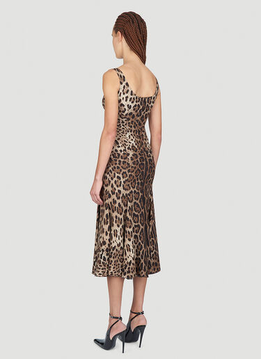 Dolce & Gabbana Leopard Print Midi Dress Brown dol0254001