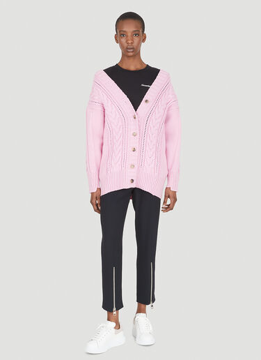Alexander McQueen Cable Knit Cardigan Pink amq0247016