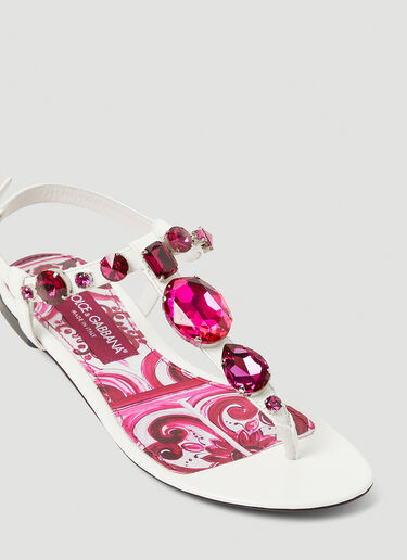 Dolce & Gabbana クリスタル装飾マジョリカハイヒールサンダル ホワイト dol0253021