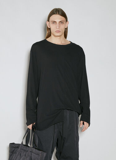 Yohji Yamamoto Asymmetric Hem Long Sleeve T-Shirt Black yoy0154009