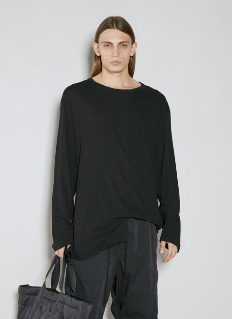 Yohji Yamamoto Asymmetric Hem Long Sleeve T-Shirt Black yoy0154012