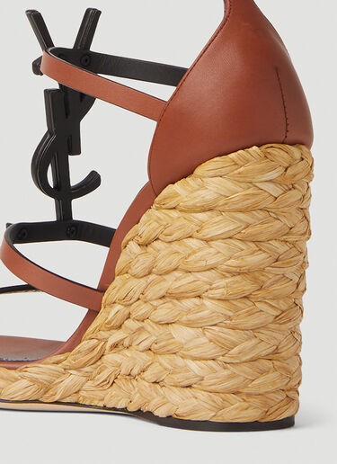 Saint Laurent Cassandra Braided Wedges Brown sla0251150