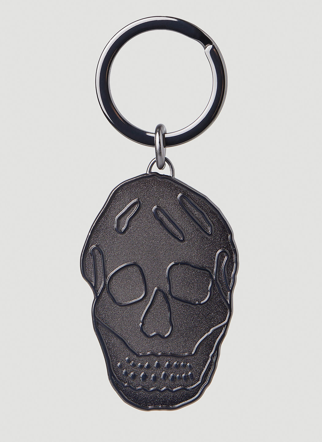 Alexander McQueen Embossed Skull Keyring in Black LN CC