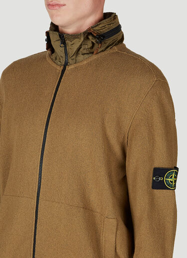 Stone Island 컴퍼스 패치 집업 스웨터 브라운 sto0152051