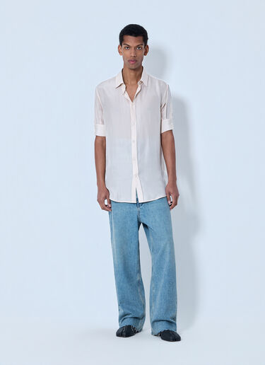 Maison Margiela Short Sleeve Button-Down Shirt Beige mla0164102