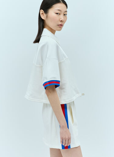 Gucci Crop Polo Shirt With Web Stripe Trim White guc0255123