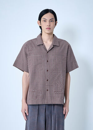 Story mfg. Checkered Short Sleeve Shirt Brown str0163003
