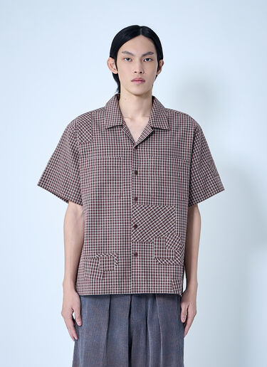 Checkered Short Sleeve Shirt Story mfg. Checkered Short Sleeve Shirt Brown str0163003