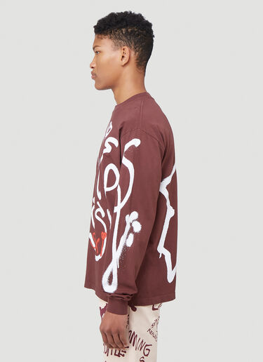 Come Tees Spray Logo Print Sweatshirt Brown com0340008