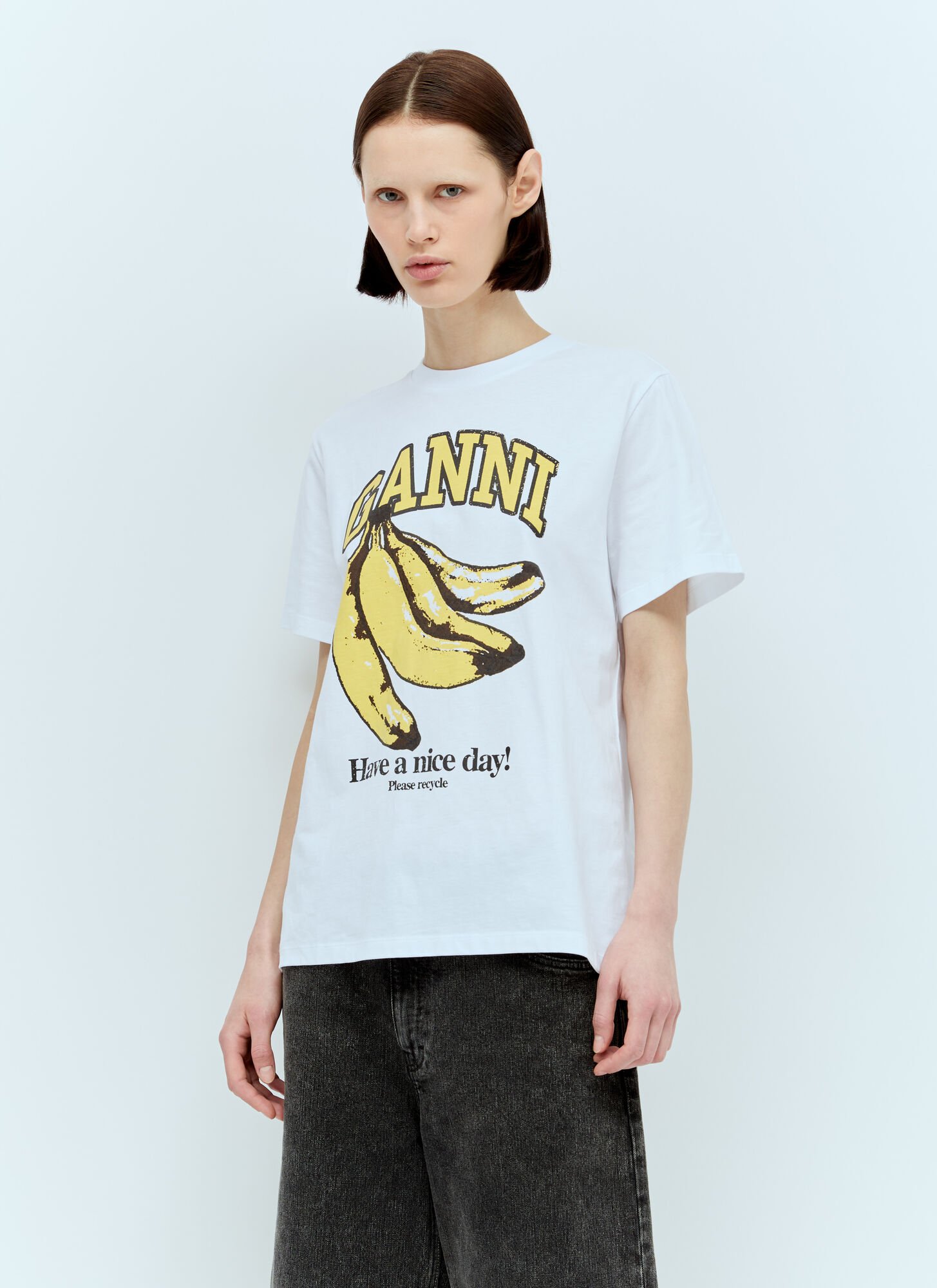 Shop Ganni Banana T-shirt In White