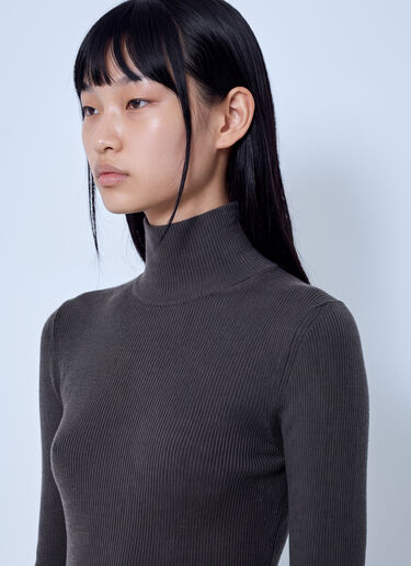 LN-CC® - Max Mara: Ribbed Turtleneck Sweater - Grey Max Mara Ribbed Turtleneck Sweater Grey max0266225