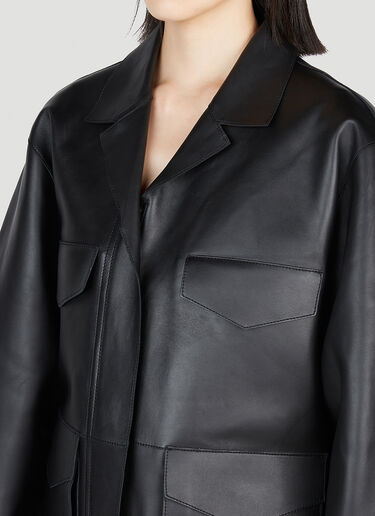 TOTEME Leather Army Jacket Black tot0253012