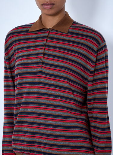 LN-CC® - Prada: Striped Polo Sweater - Red Prada Striped Polo Sweater Red pra0265006
