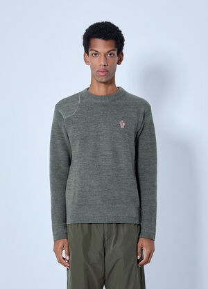 Moncler Grenoble Wool Crew Neck Sweater Grey mog0165020