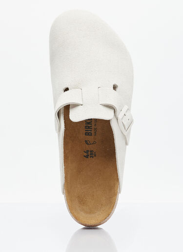 Birkenstock Boston Suede Mules White brk0352004