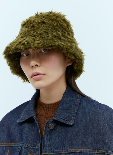 Dries Van Noten Mohair Bucket Hat Green dvn0254037