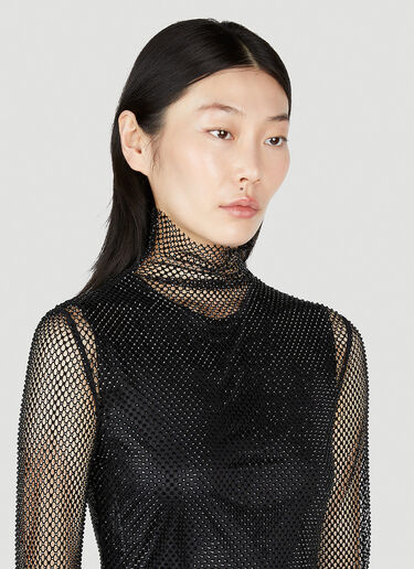 Sportmax Noemi Rhinestone Mesh Top Black spx0253021
