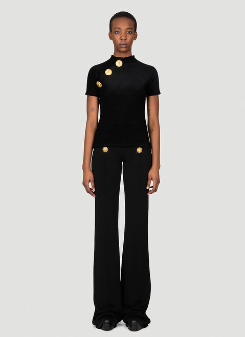 Balmain Velvet Jersey Top Brown bln0254005
