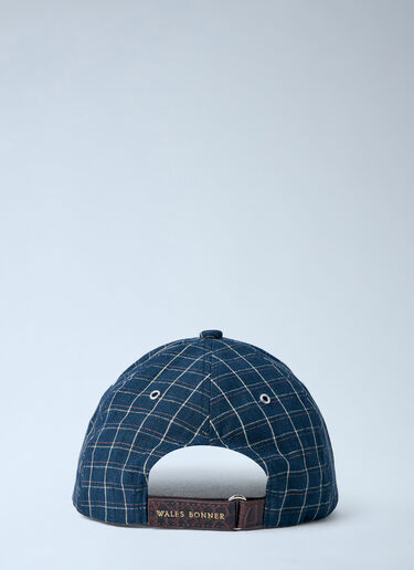 Wales Bonner Linen Check Cap Navy wbn0164007