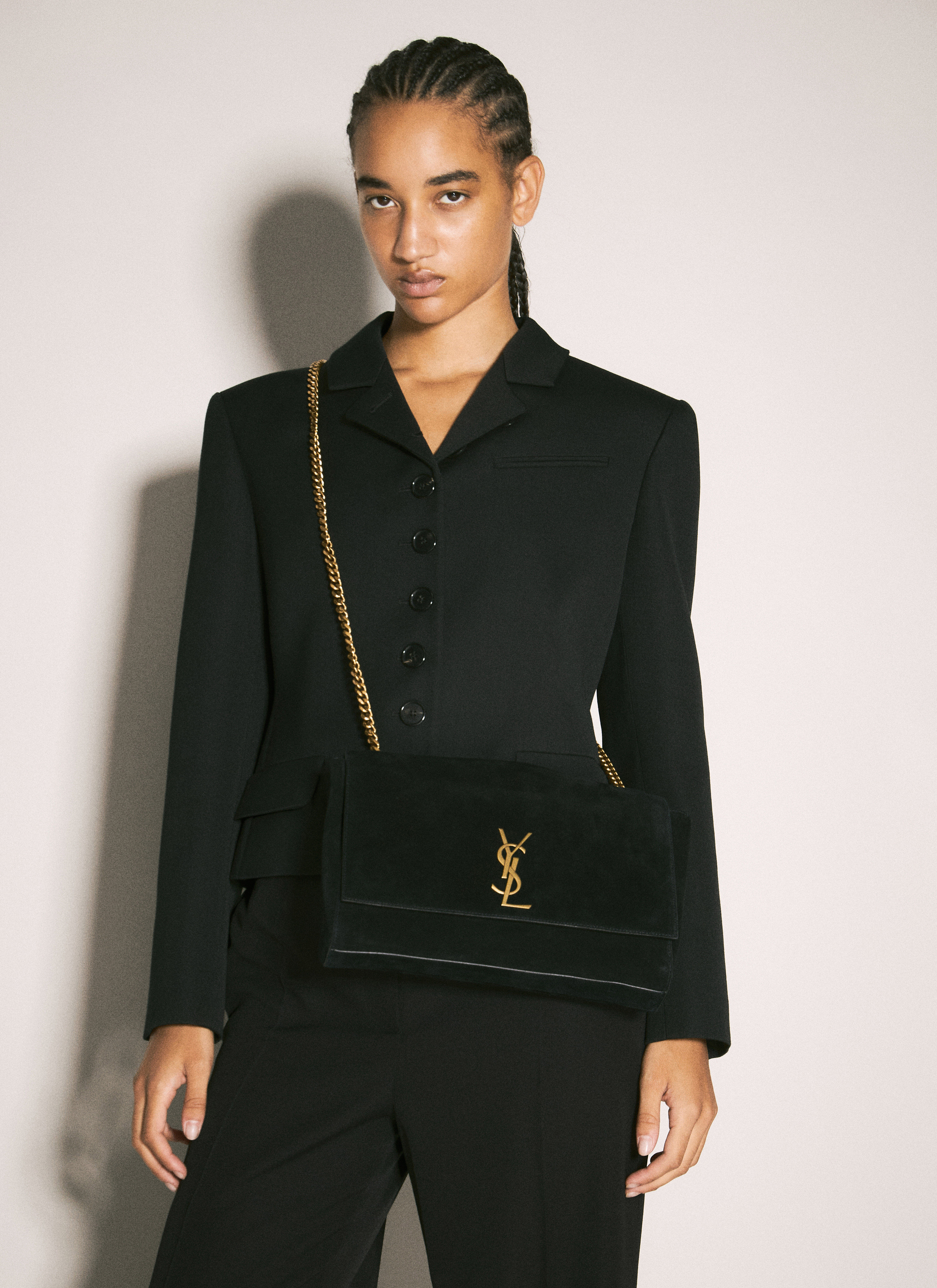 Saint Laurent Women s Reversible Medium Kate Shoulder Bag in Black LN CC