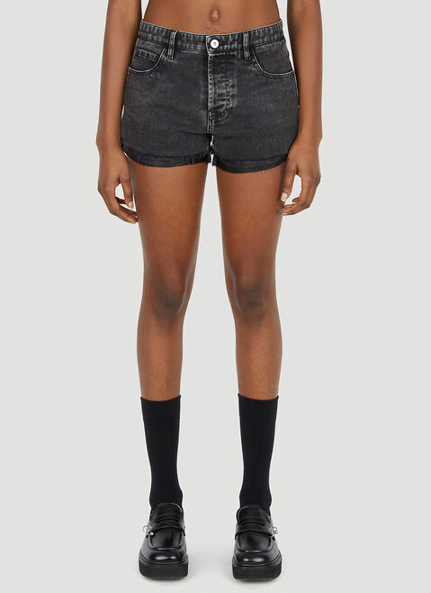 Moncler + Rick Owens Logo Patch Denim Shorts Black mcs0355014