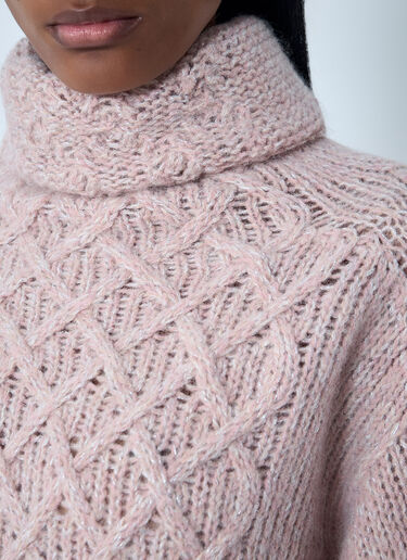 Moncler Wool-Blend Cable Knit Sweater Pink mon0262025