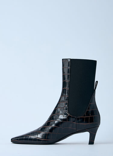 TOTEME Croc-Embossed Leather Boots Brown tot0261009