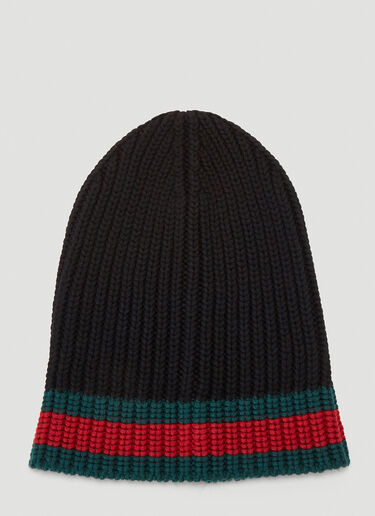 Gucci Intarsia-Knit Beanie Hat Black guc0139042