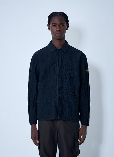 Stone Island Logo Motif Corduroy Shirt Navy sto0162021