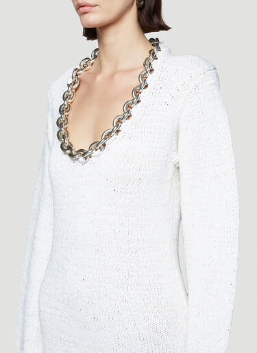 Bottega Veneta Chain-Embellished Knit Dress Beige bov0241009