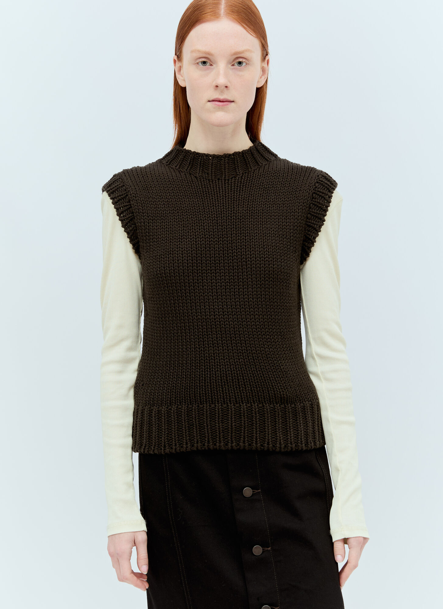 Shop Lemaire Chunky Vest In Brown