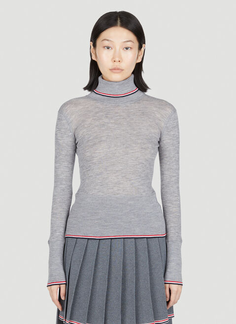 Thom Browne Fine-Knit Rollneck Wool Sweater White thb0253021