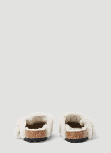Birkenstock Boston Big Buckle Shearling Teddy Mules Cream brk0253001