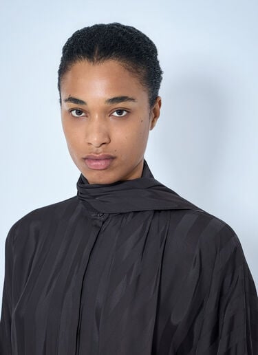 LN-CC® - Sportmax: Striped Tie-Neck Blouse - Brown Sportmax Striped Tie-Neck Blouse Brown spx0265006
