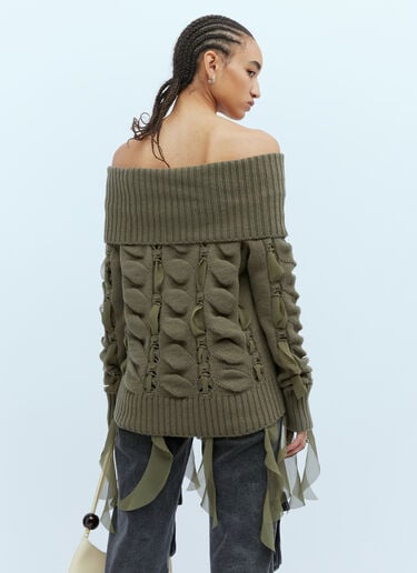 Blumarine Chiffon Inserts Wool Sweater Green blm0253007