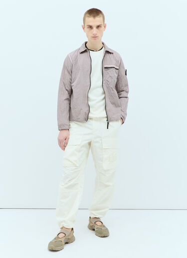 Stone Island 徽标贴饰皱面衬衫外套 粉色 sto0156051