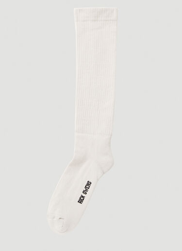 Rick Owens Logo Intarsia Socks Cream ric0249028