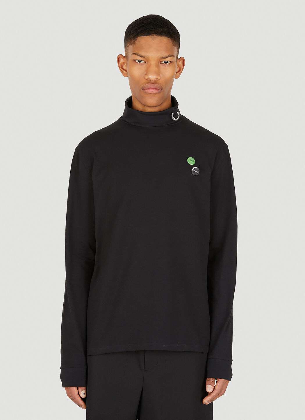 Raf Simons x Fred Perry Laurel Wreath Roll Neck Top in Black | LN-CC®