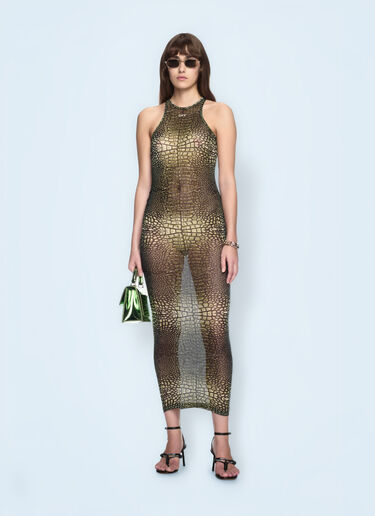 Off-White Crocodile Mesh Racer Dress Green ofw0260042