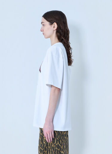 GANNI Heavy Cotton Beaded Baby Tiger Print T-Shirt White gan0263007