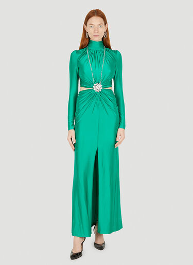 Rabanne Gathered Cut-Out Dress Green pac0251020