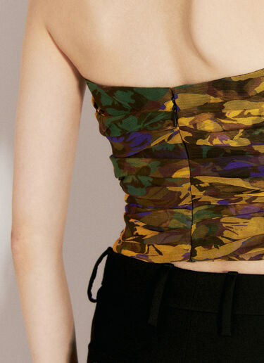 Saint Laurent 扭结花卉紧身胸衣  黑色 sla0255012