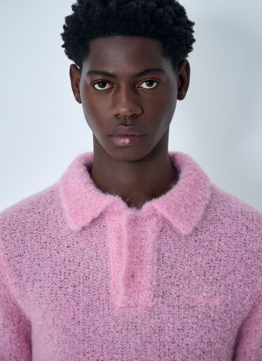 ERL Mohair-Blend Polo Shirt Pink erl0162005