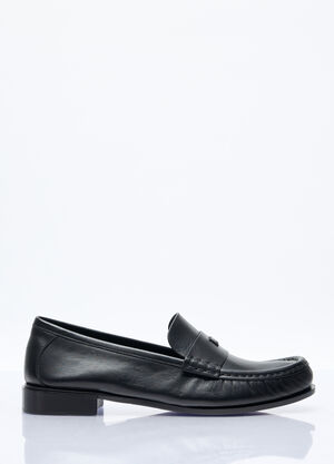 Max Mara Logo Plaque Leather Loafers Black max0257045