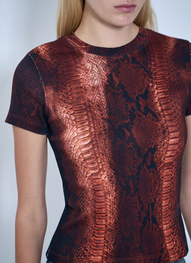Jean Paul Gaultier Cotton Ribbed Python Print T-shirt Brown jpg0264002