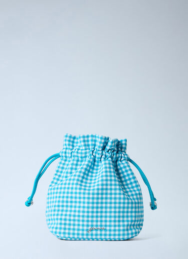 LN-CC® - GANNI: Mini Pouch in Printed Cotton - Blue GANNI Mini Pouch in Printed Cotton Blue gan0265035